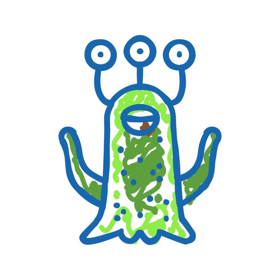 alien monster funny icon doodle illustration vector