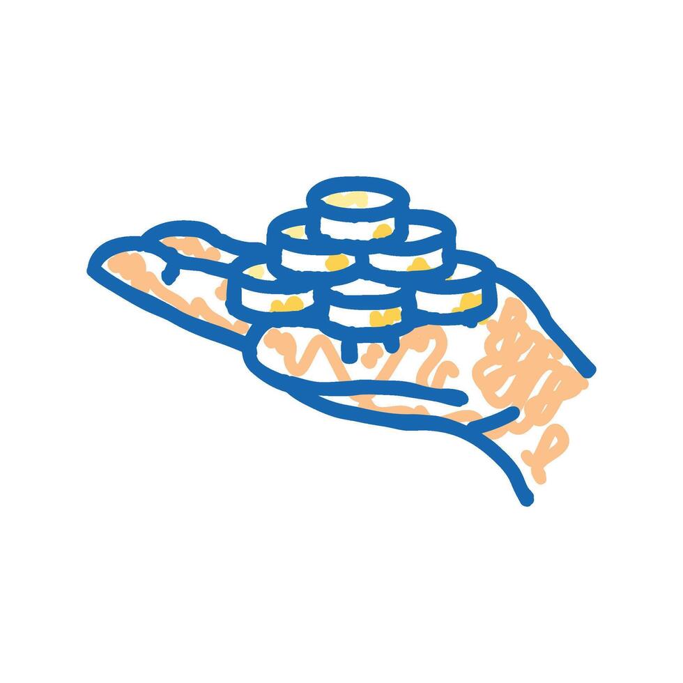 growth coin hand icon doodle illustration vector