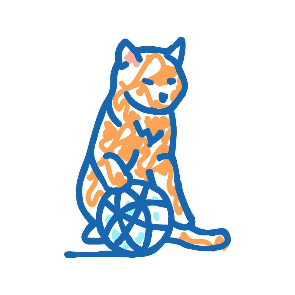 and yarn ball cat breeding icon doodle illustration vector