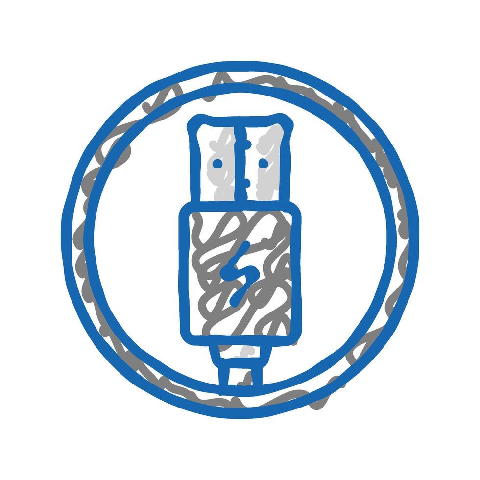usb charging label product caution icon doodle illustration vector