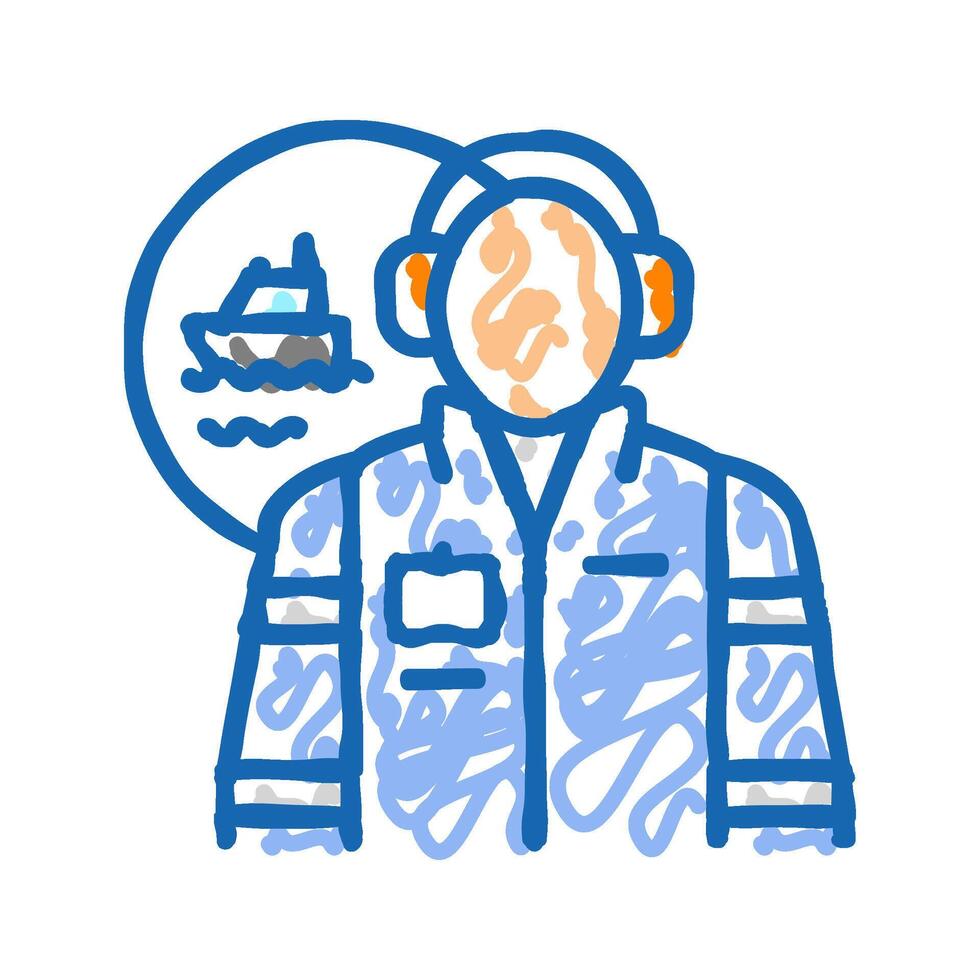 marine engineer worker icon doodle illustration vector