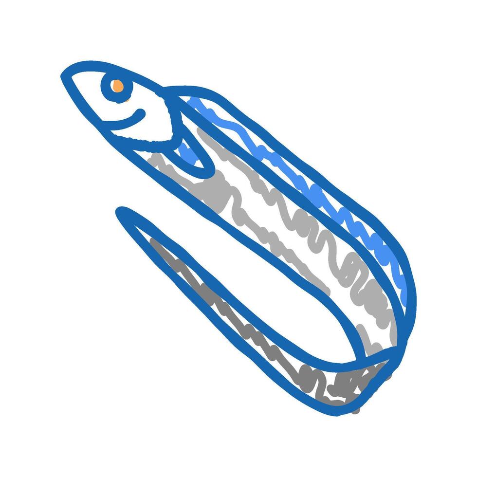 large head hairtail icon doodle illustration vector