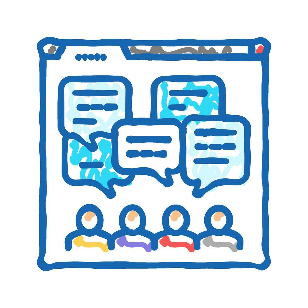 discussion forum online learning platform icon doodle illustration vector