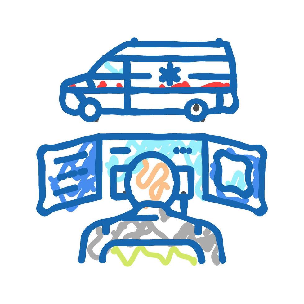 ambulance dispatch icon doodle illustration vector