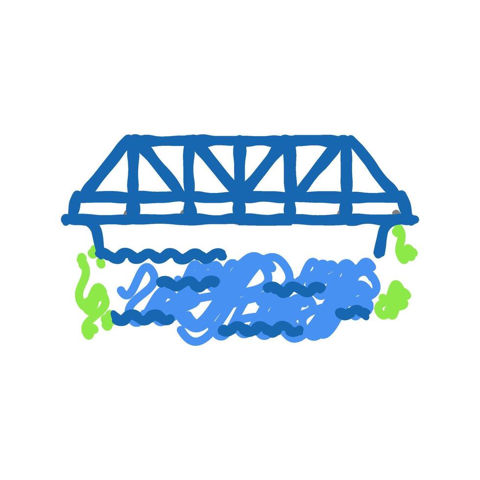 truss bridge icon doodle illustration vector