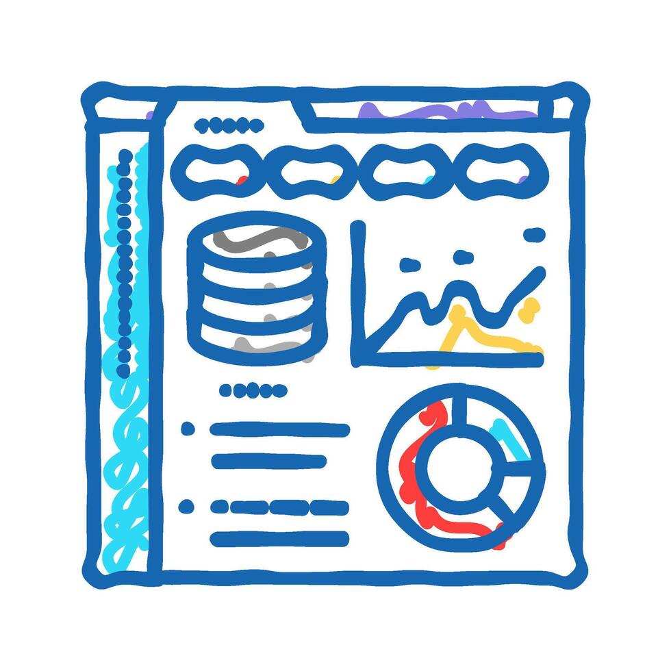 database dashboard icon doodle illustration vector