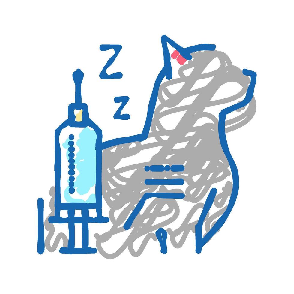 anesthesia cat icon doodle illustration vector