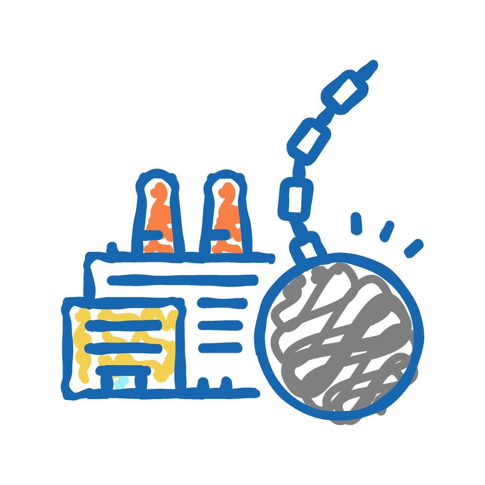 plant factory demolitions icon doodle illustration vector