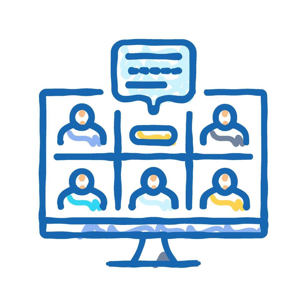 breakout sessions virtual conference icon doodle illustration vector