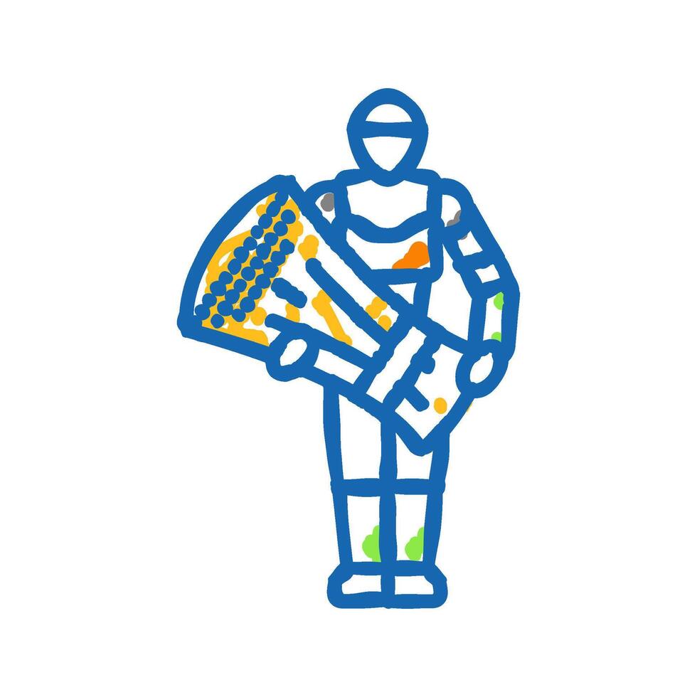 harvesting robot icon doodle illustration vector