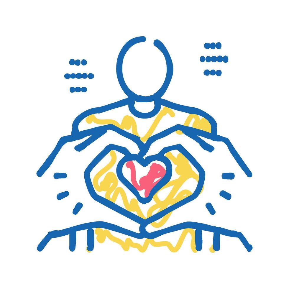 heart gesture on human body icon doodle illustration vector