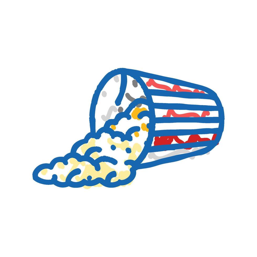 bucket popcorn striped box icon doodle illustration vector