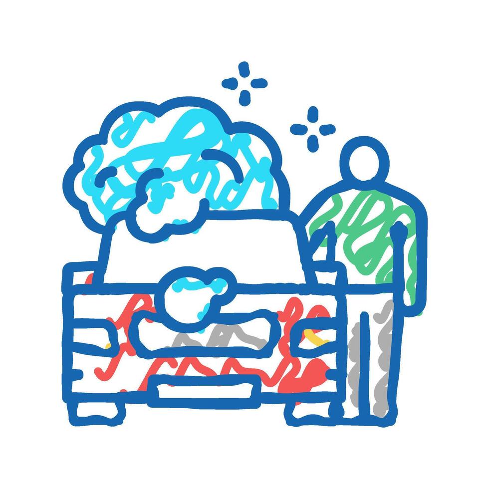client car wash icon doodle illustration vector