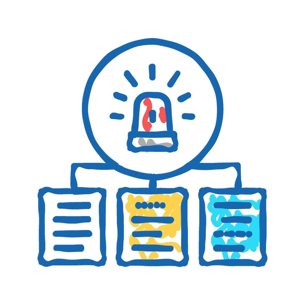 documentation with incidents icon doodle illustration vector