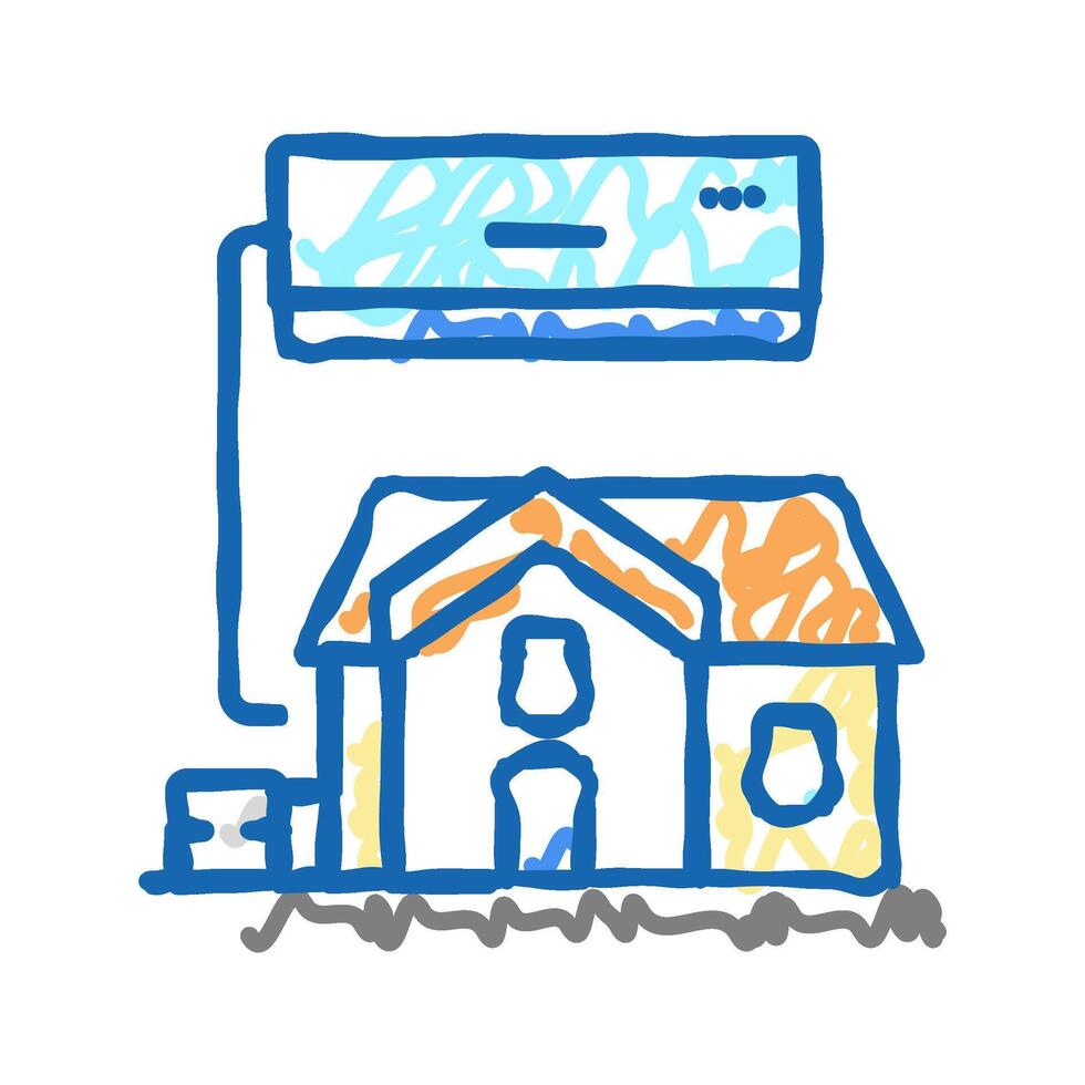 residential conditioning system icon doodle illustration vector