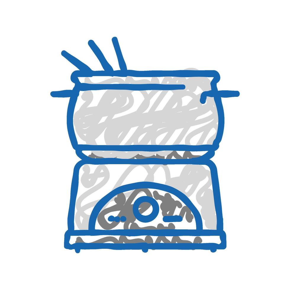 steel fondue pot icon doodle illustration vector
