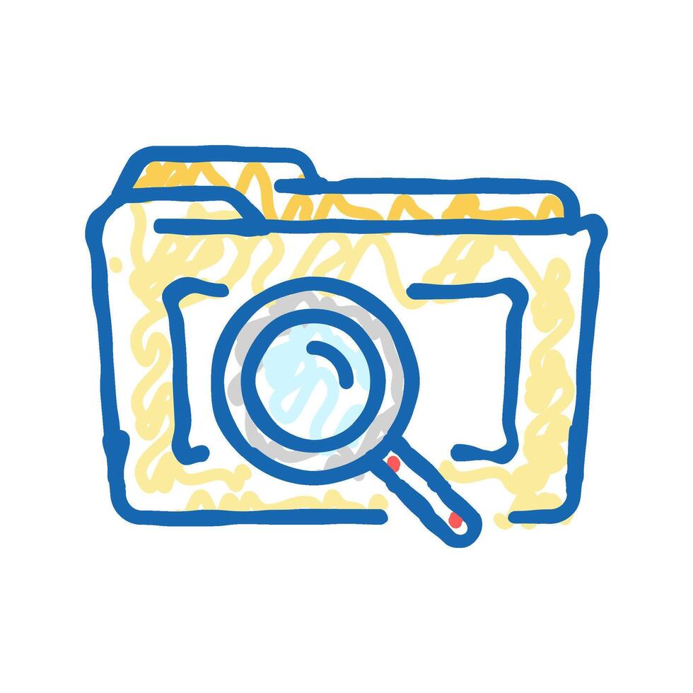folder search magnifying glass icon doodle illustration vector