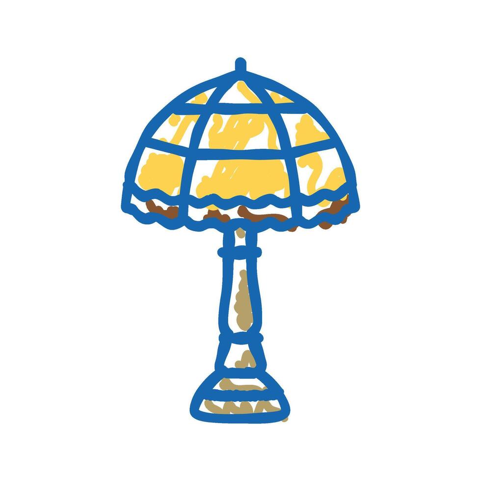 retro table lamp icon doodle illustration vector