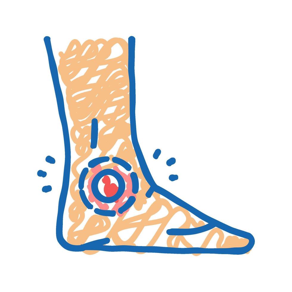 ankle pain body ache icon doodle illustration vector