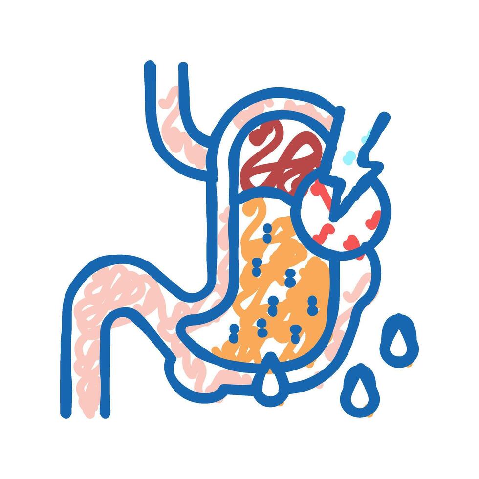 leaks in gastrointestinal system icon doodle illustration vector