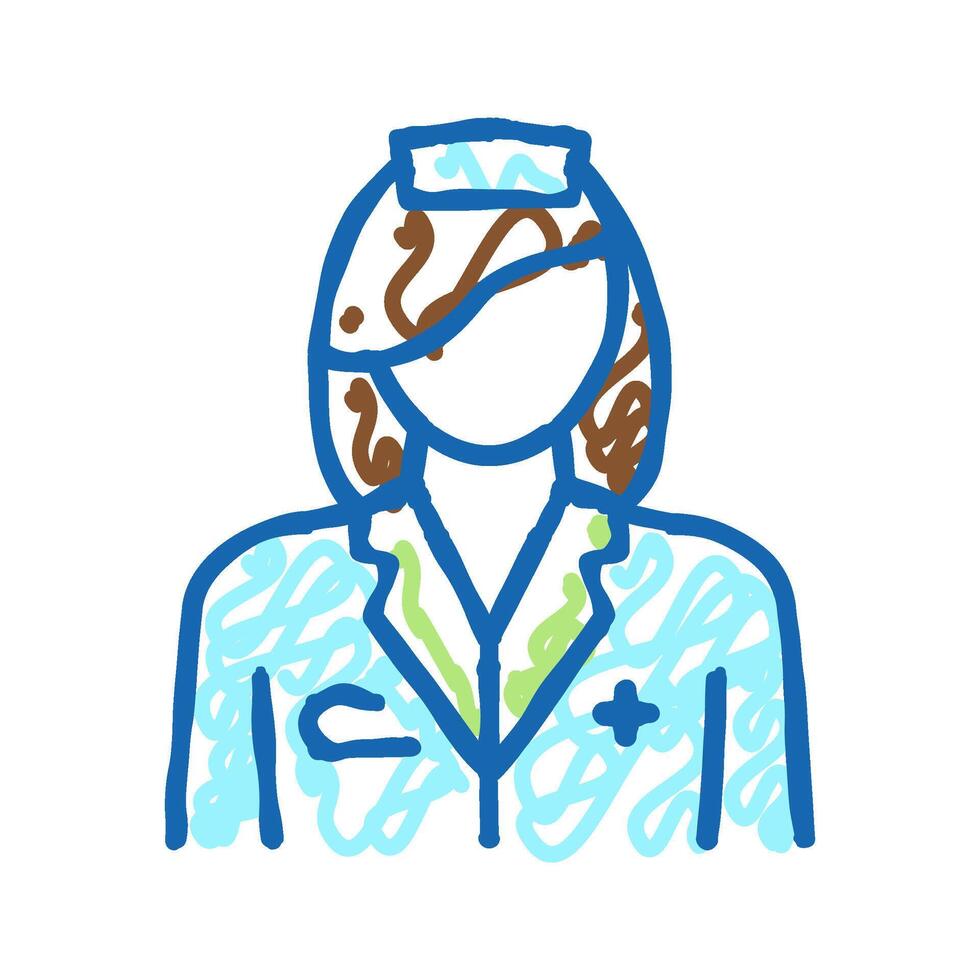 nursing home worker nurse icon doodle illustration vector