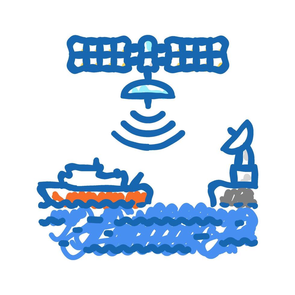 marine satellite communication icon doodle illustration vector