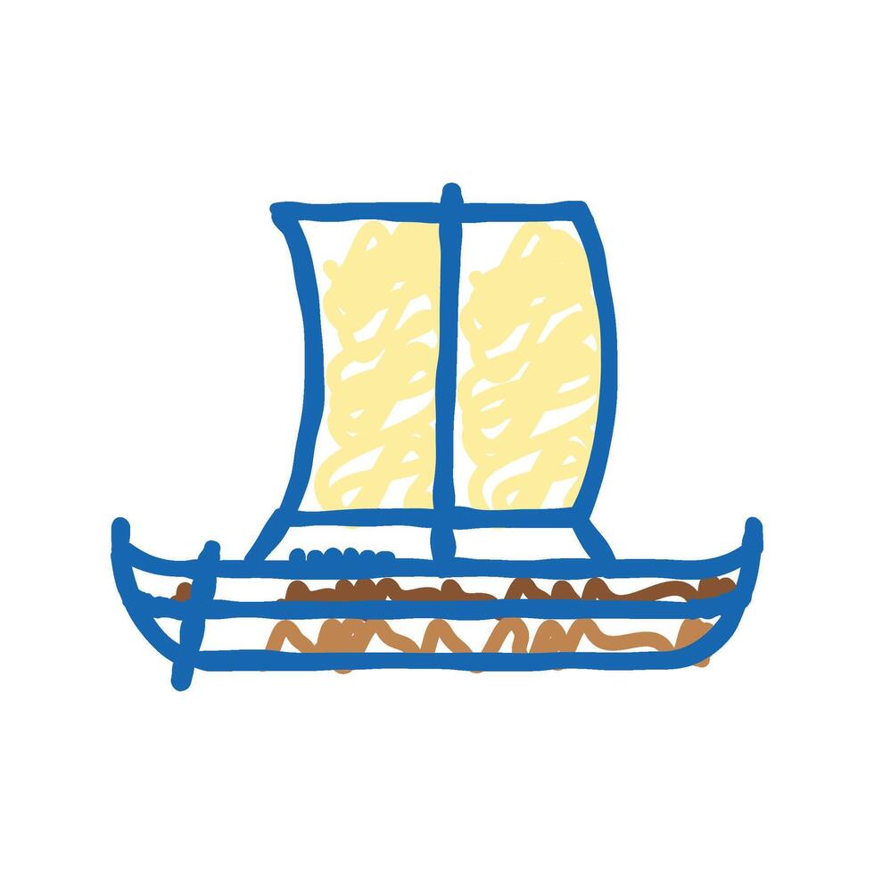 knarr ancient ship icon doodle illustration vector