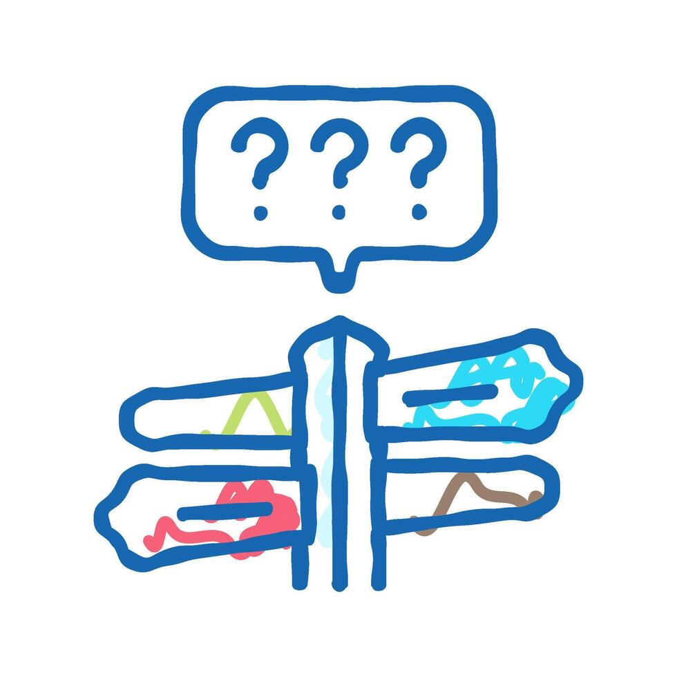 lost direction sad mood icon doodle illustration vector