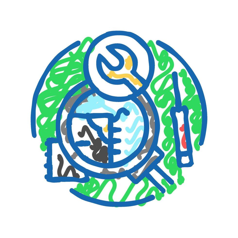 troubleshooting devices electronics icon doodle illustration vector