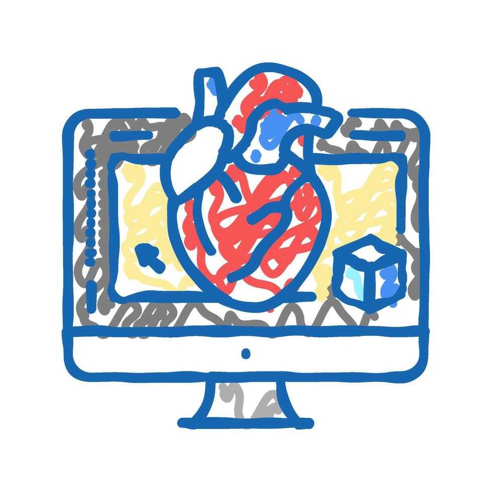 3d in medical icon doodle illustration vector