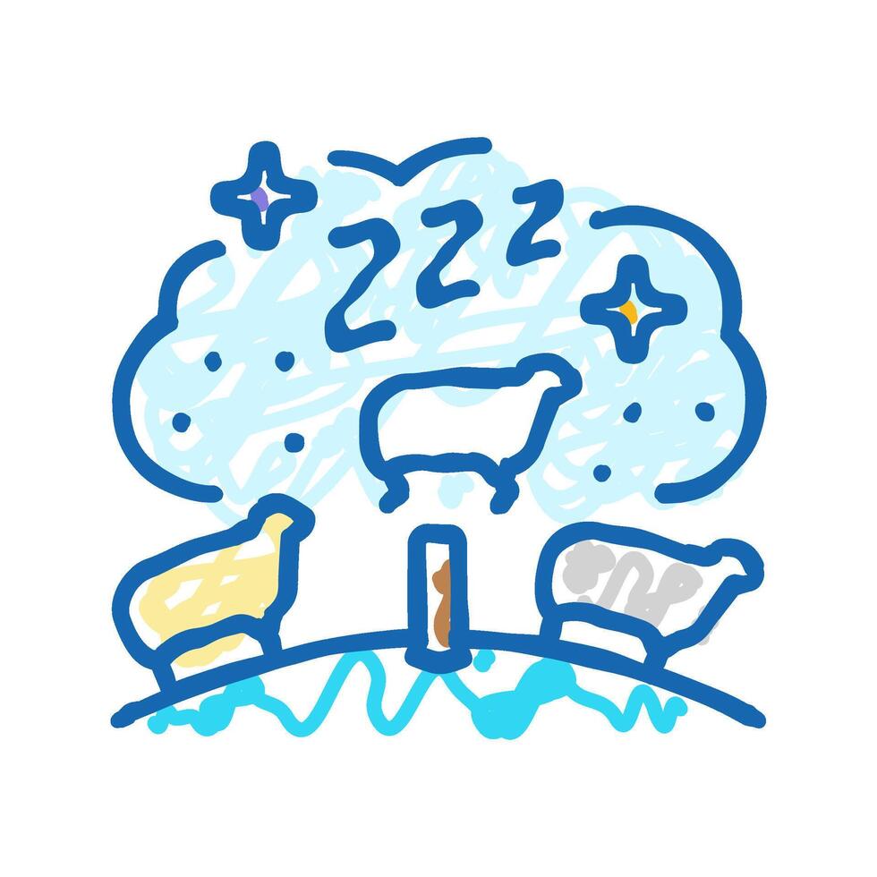 counting sheep sleep night icon doodle illustration vector