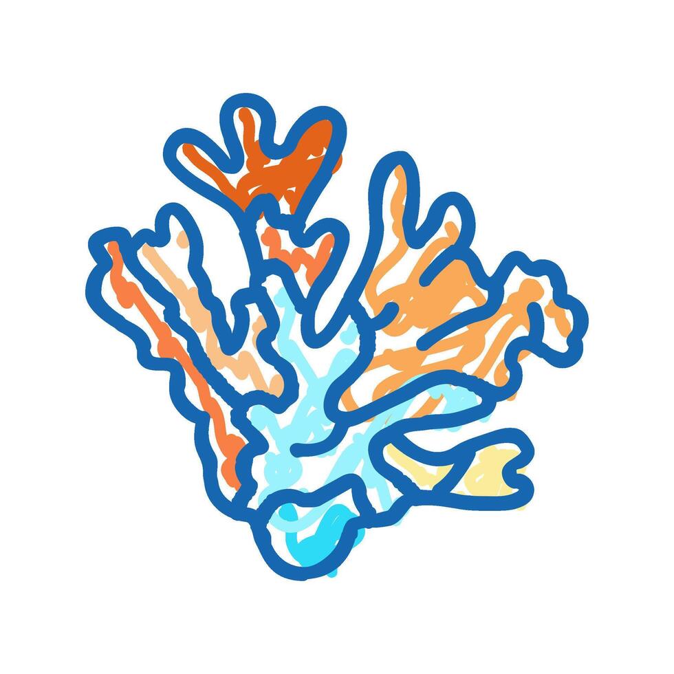 coral sea beach summer icon doodle illustration vector