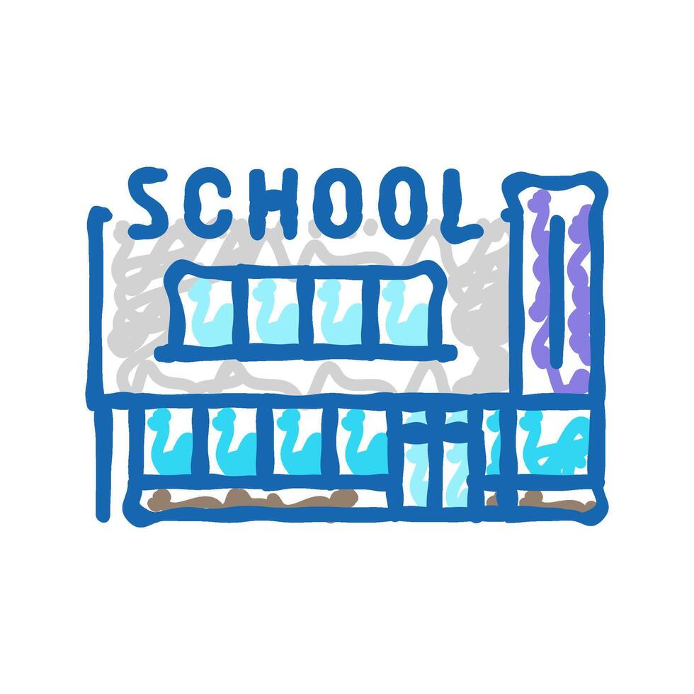 house school building icon doodle illustration vector