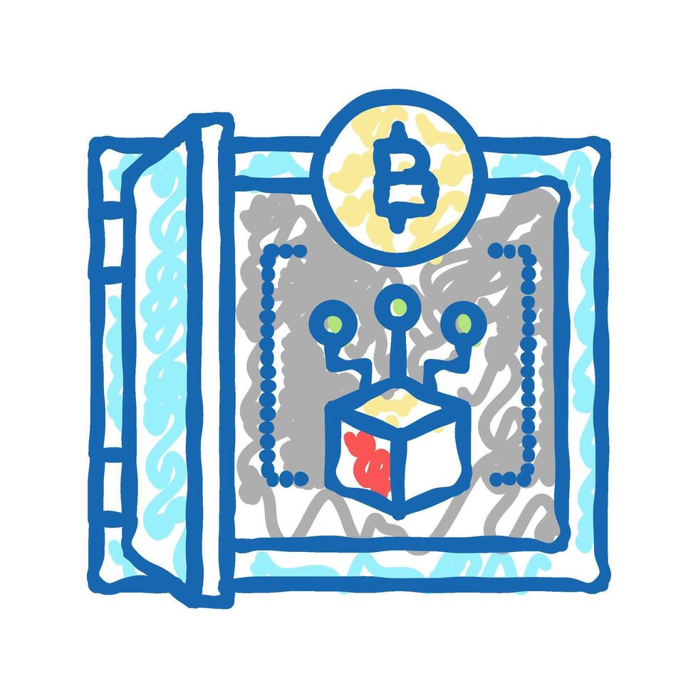 cryptocurrency storage service icon doodle illustration vector