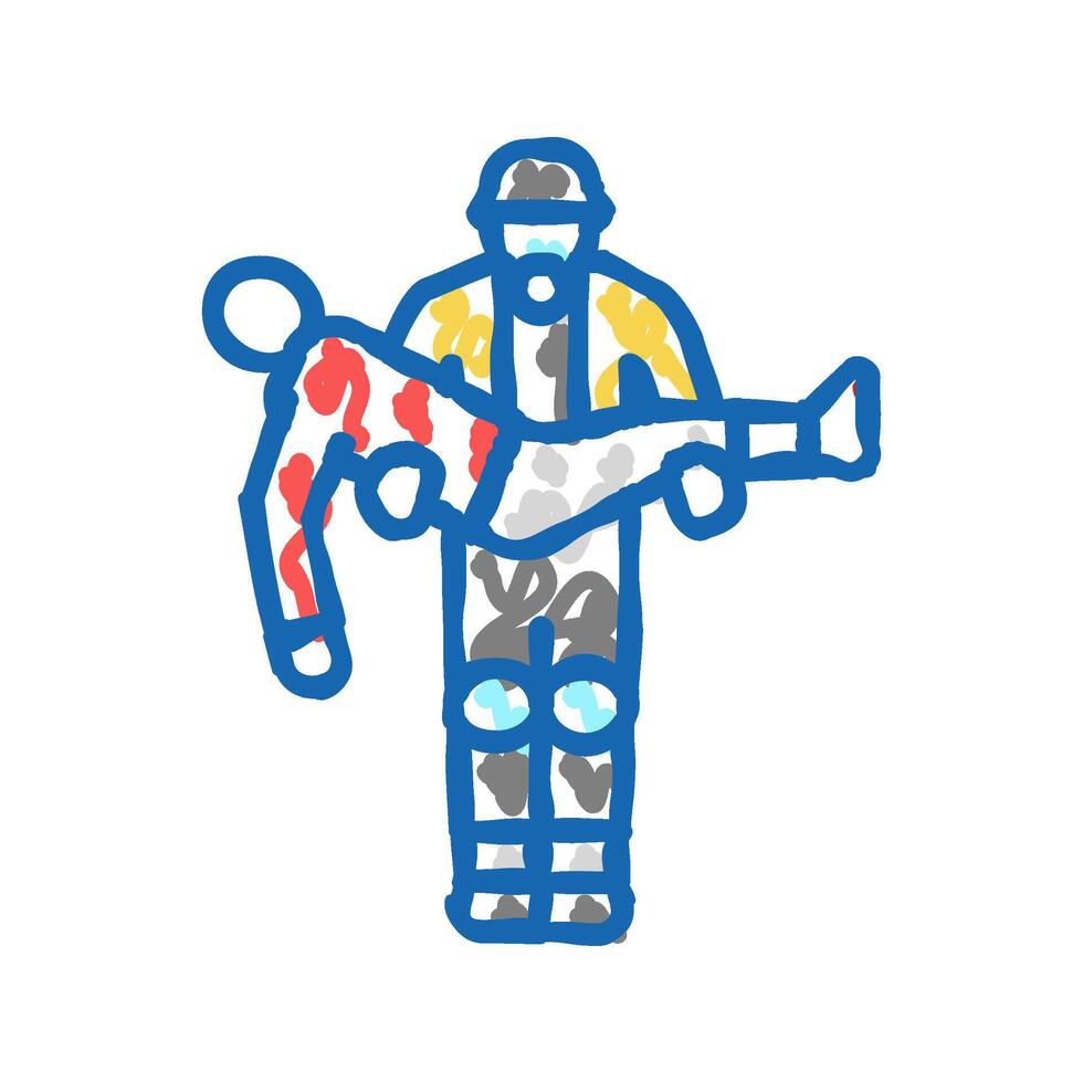 rescue operation icon doodle illustration vector