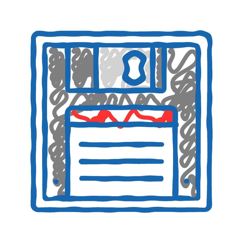 floppy disk saving loading data icon doodle illustration vector