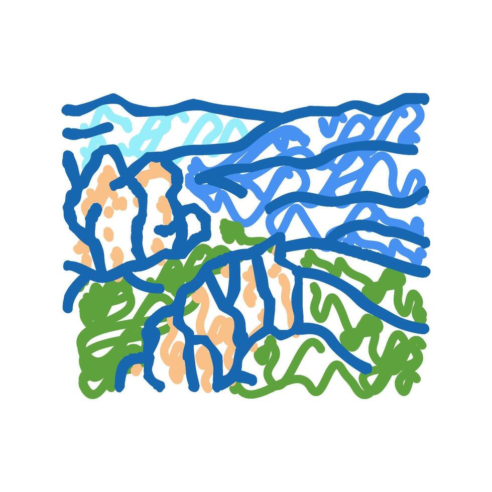 blue mountains icon doodle illustration vector