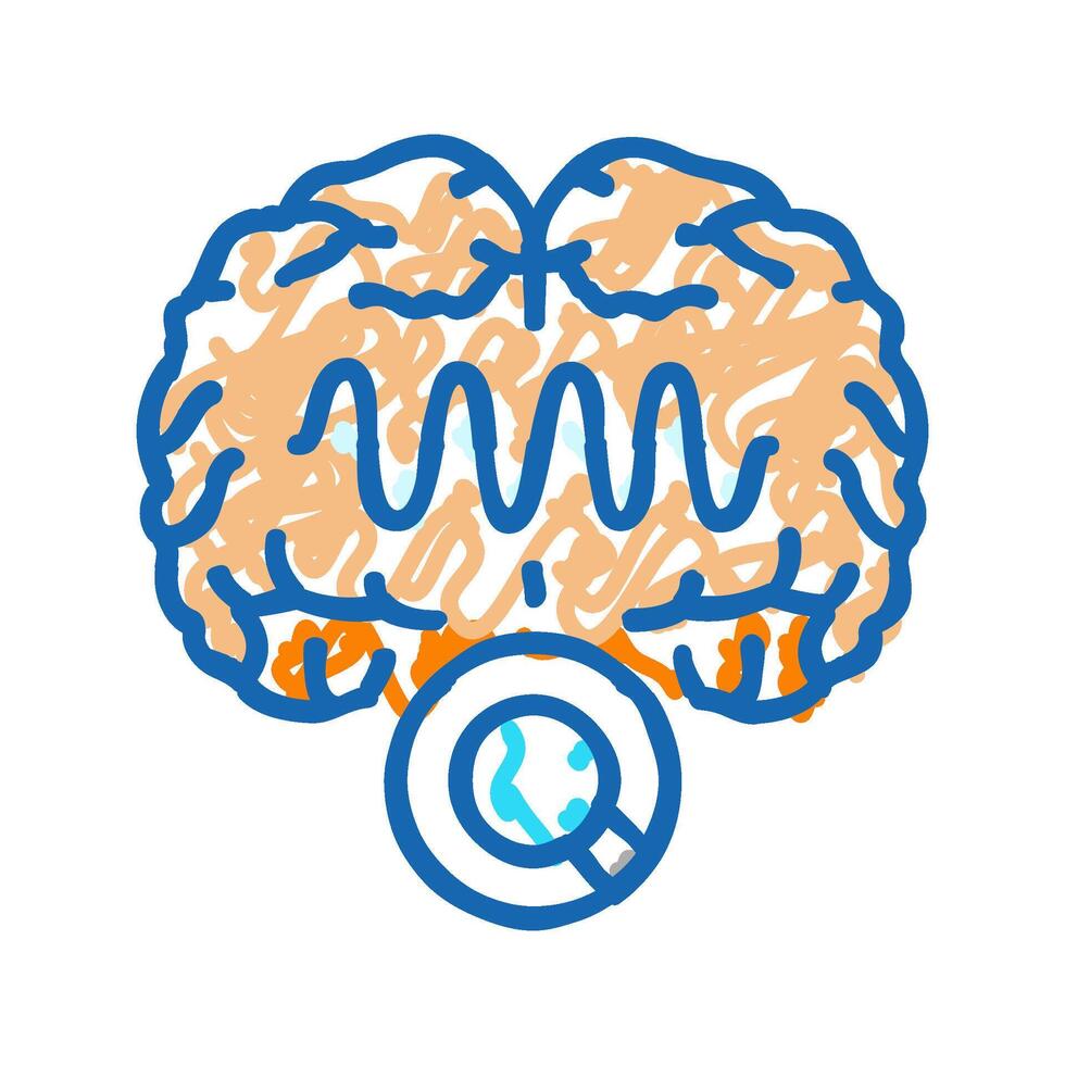 brain waves study icon doodle illustration vector