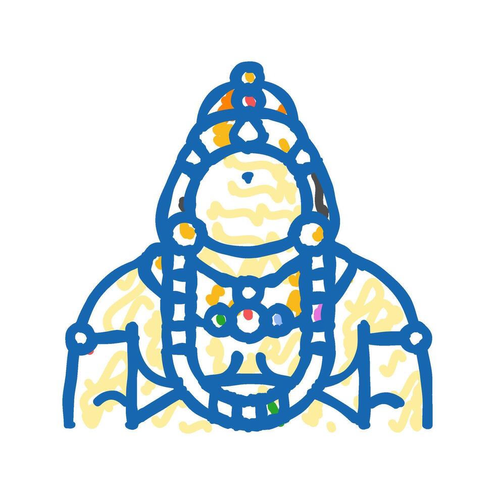 kubera god indian icon doodle illustration vector