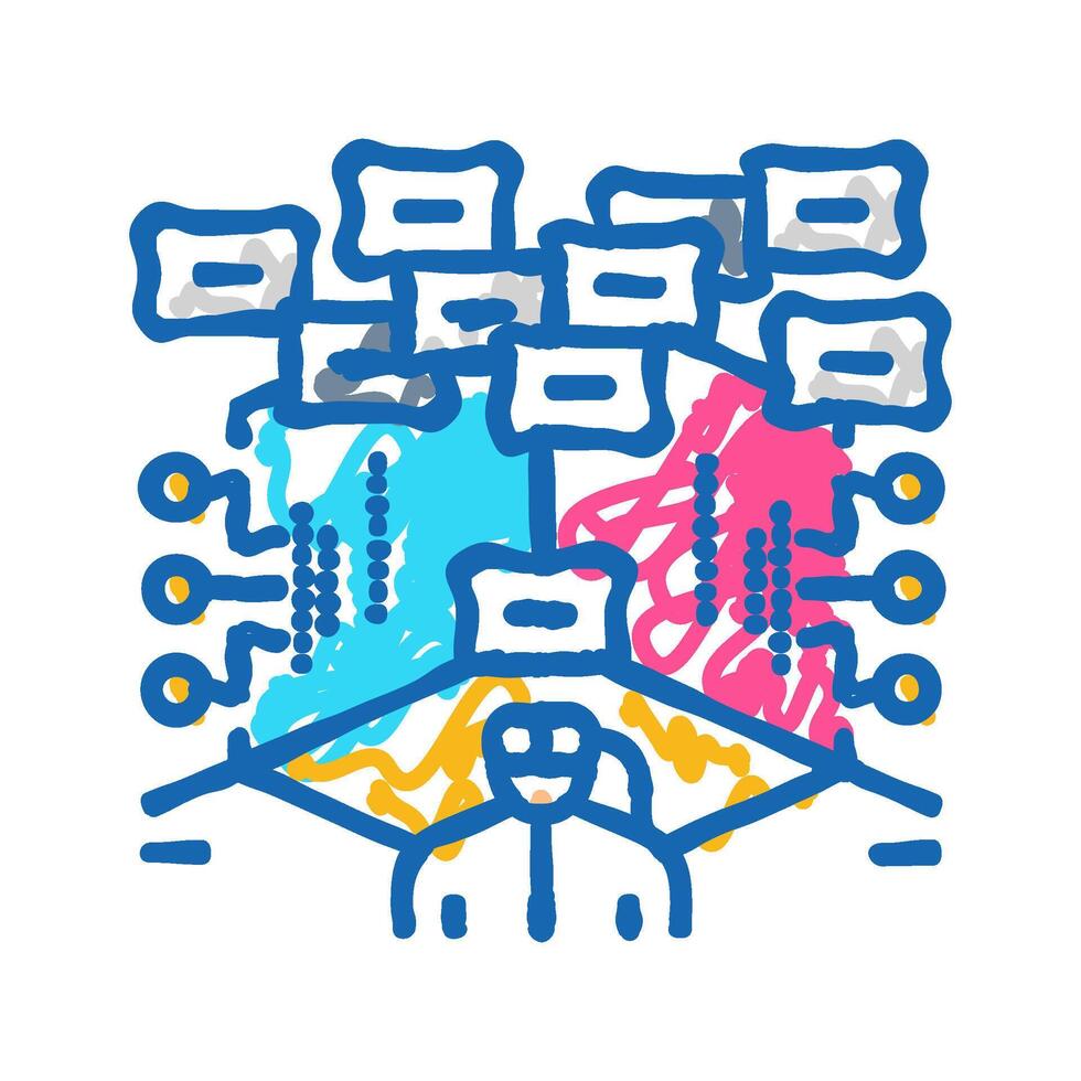 virtual hacking spaces icon doodle illustration vector