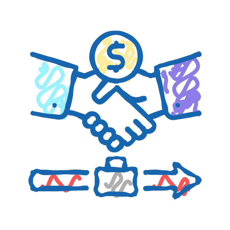 severance pay allowance icon doodle illustration vector
