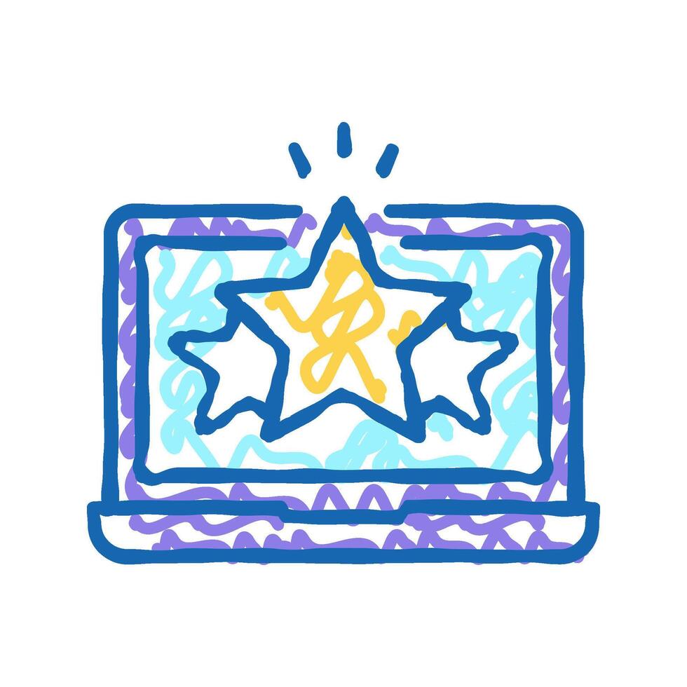 rating on laptop icon doodle illustration vector