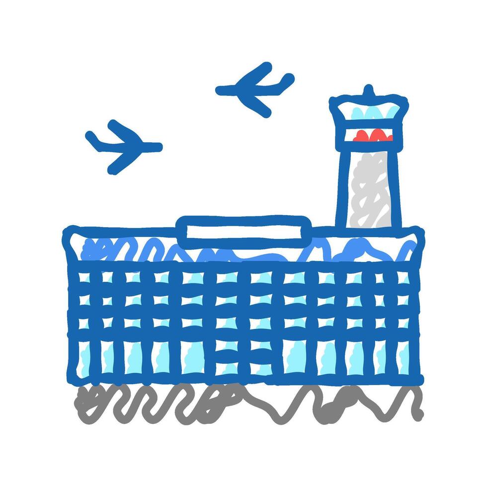 airport building icon doodle illustration vector