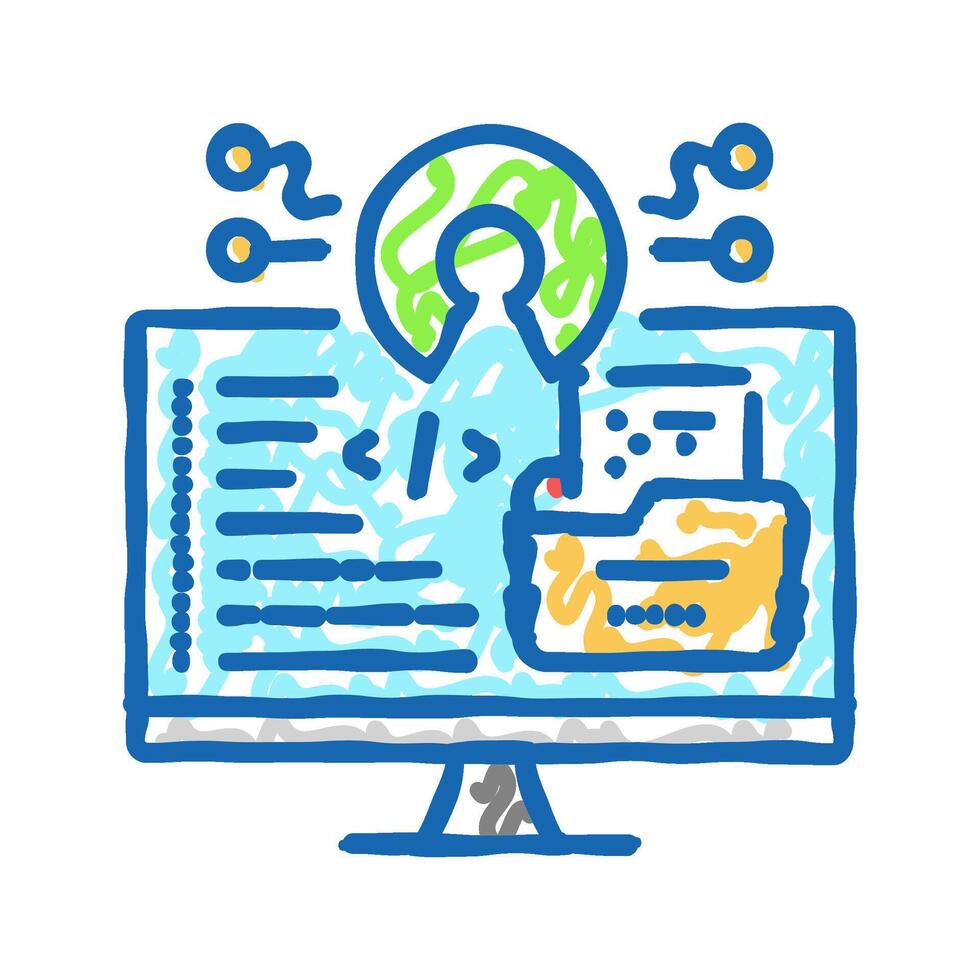open source tech enthusiast icon doodle illustration vector