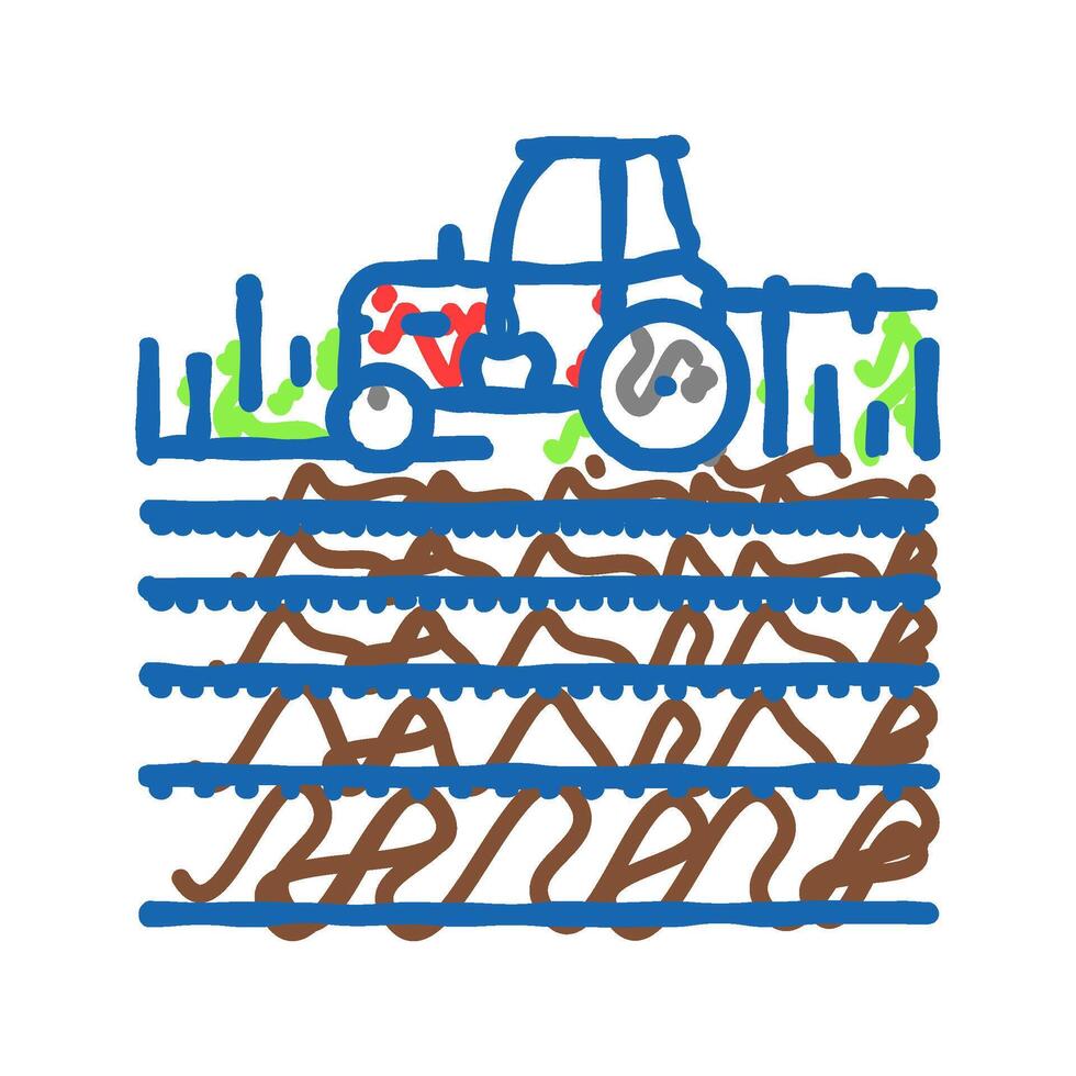 tractor field icon doodle illustration vector