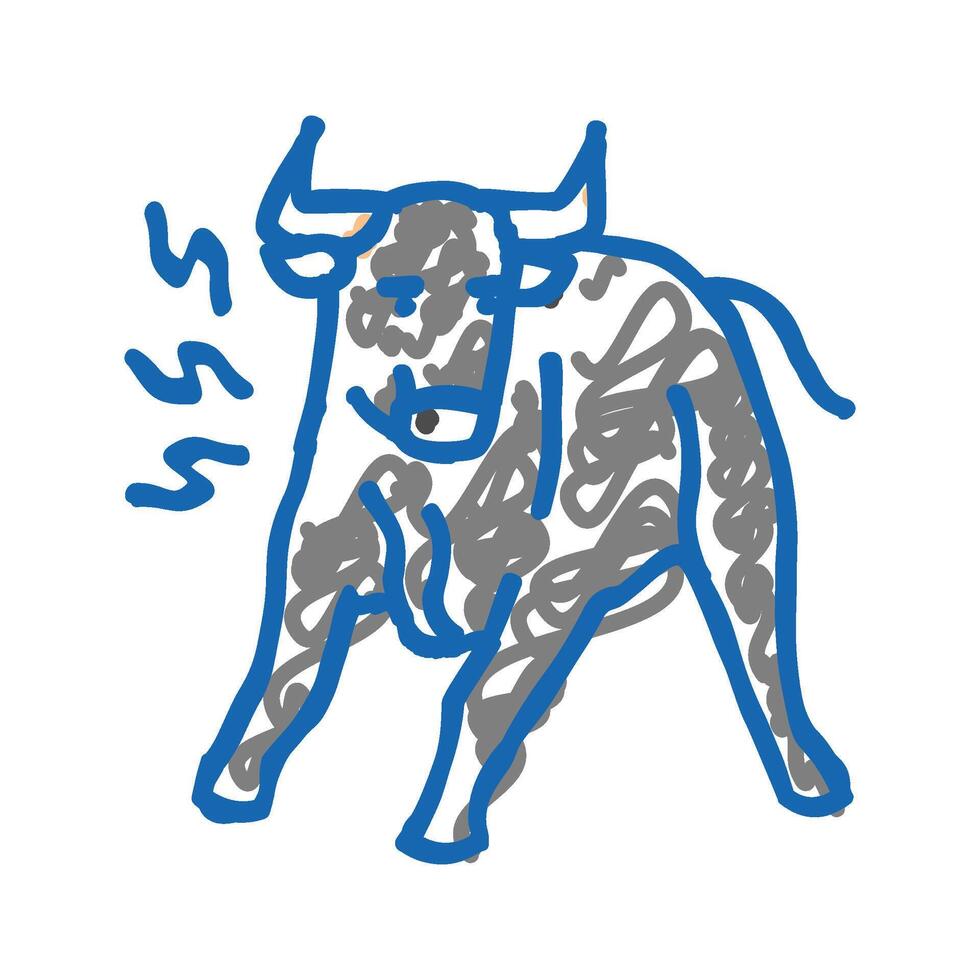 angry bull animal icon doodle illustration vector
