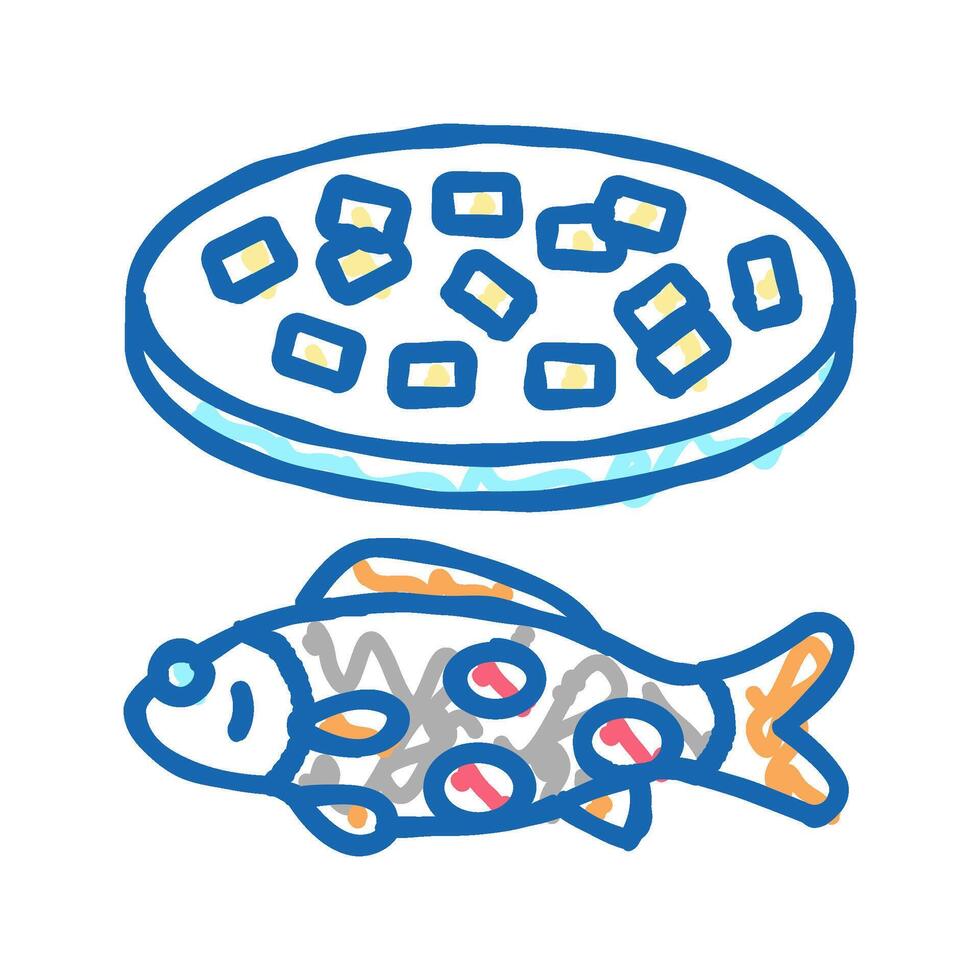 streptococcus iniae fish icon doodle illustration vector