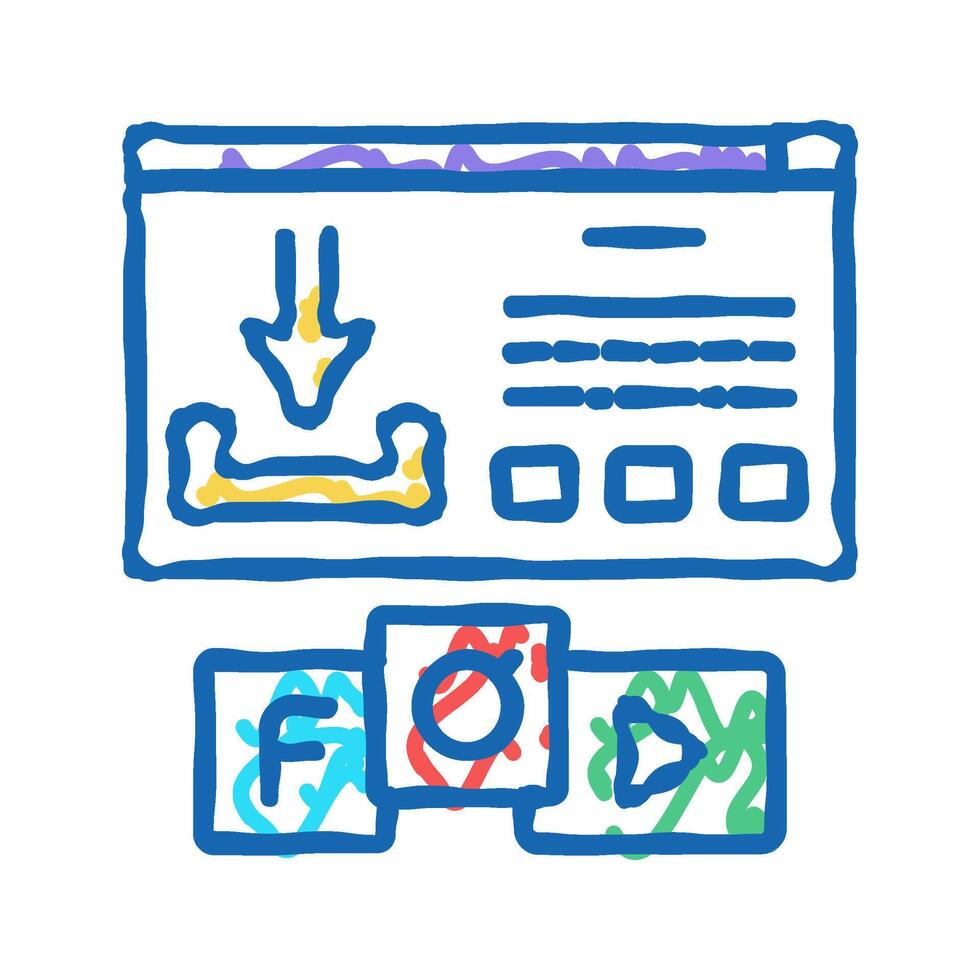 download window with buttons icon doodle illustration vector