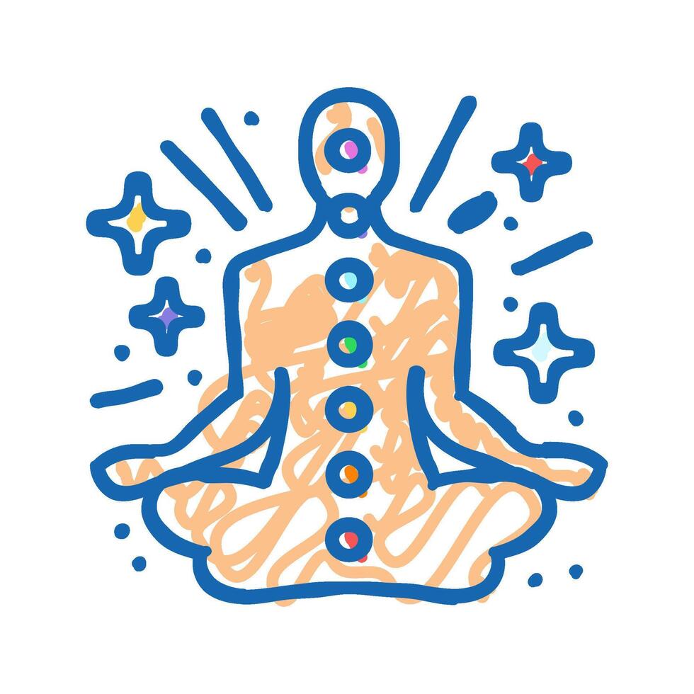 spiritual meditation yoga icon doodle illustration vector