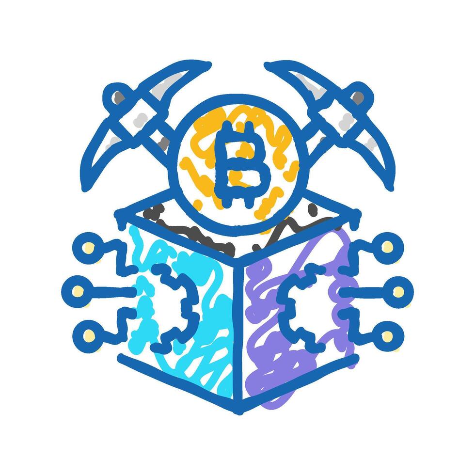 rewards cryptocurrency mining icon doodle illustration vector